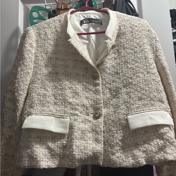 Zara Jackets & Blazers - Zara Beige Tweed Women's Blazer